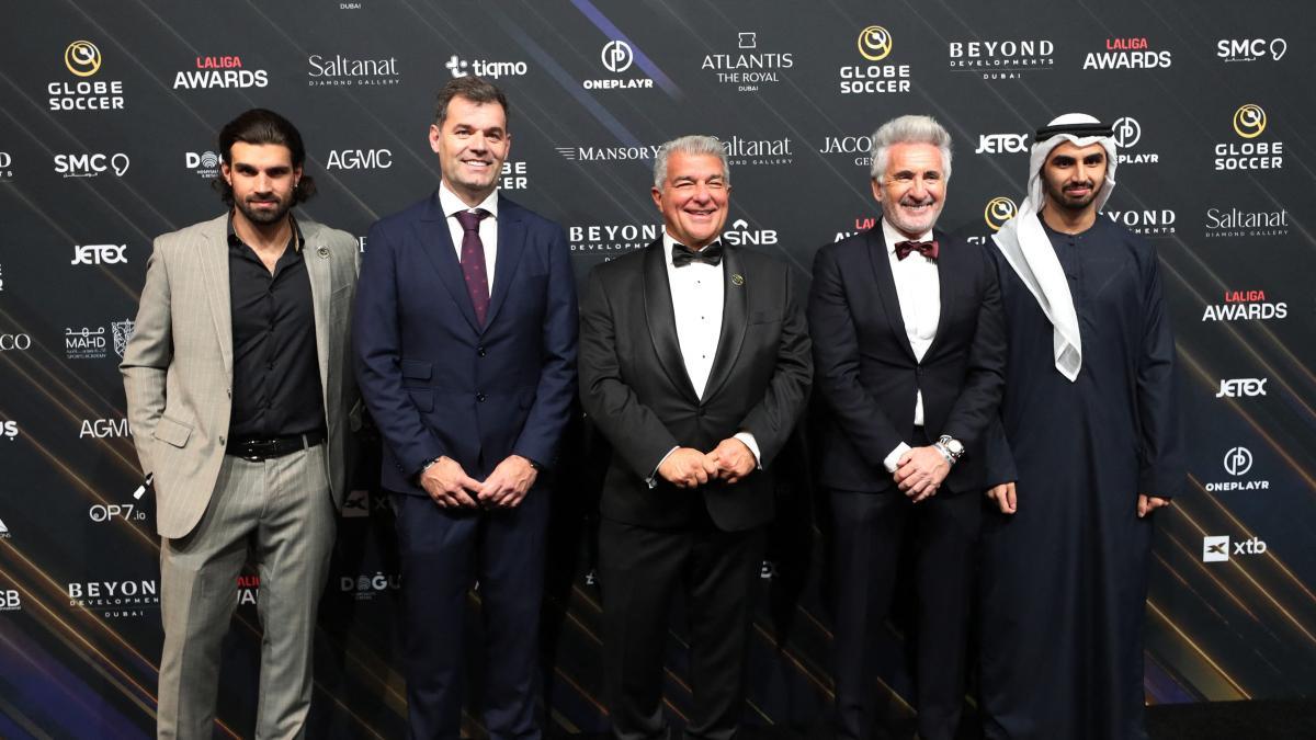 Laporta eya ku-Real Madrid, Tebas no-Al-Khelaïfi e-Dubai gala